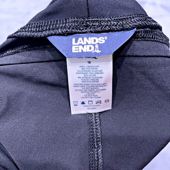 Lands End Activewear Shorts Black High Rise Dolphin Hem Quick Dry Womens Plus 18 - Picture 3 of 4